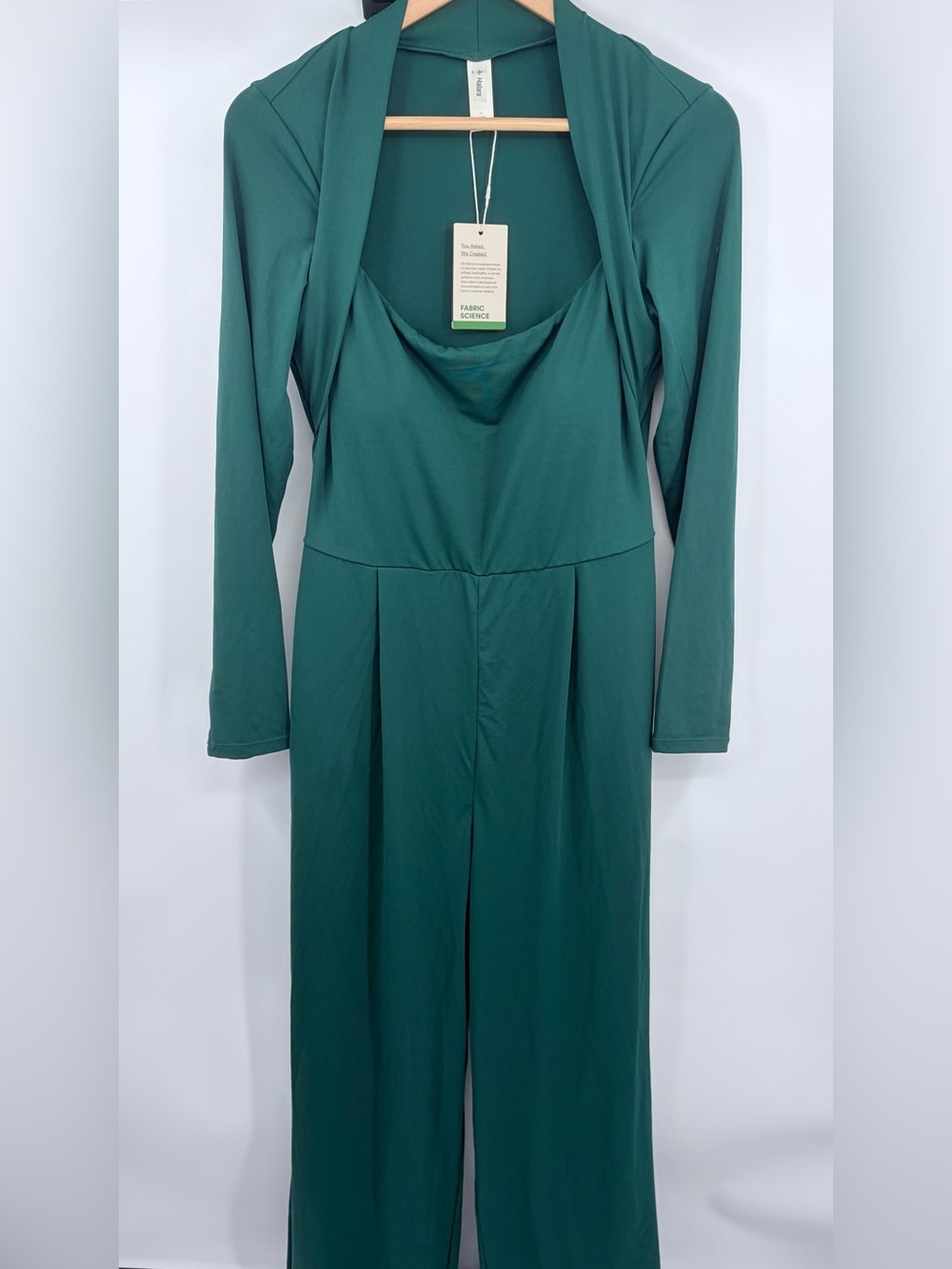 Halara long sleeve wide leg jumpsuit women’s L NWT rain forest green wedding